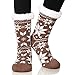 Dosoni Women's Fleece Lining Fuzzy Soft Christmas Knee Highs Stockings Slipper Socks (Snowflake Brown)