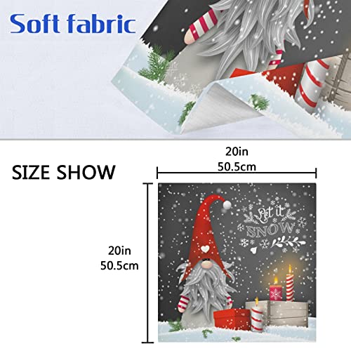 Winter Gnome Quotes Napkins Set Of 6 Let It Snow Christmas Cute Cloth Dinner Napkins For Dining Table Holiday Rustic Seasonal Farmhouse Party Decor Washable 20X20 Inches #TOP4