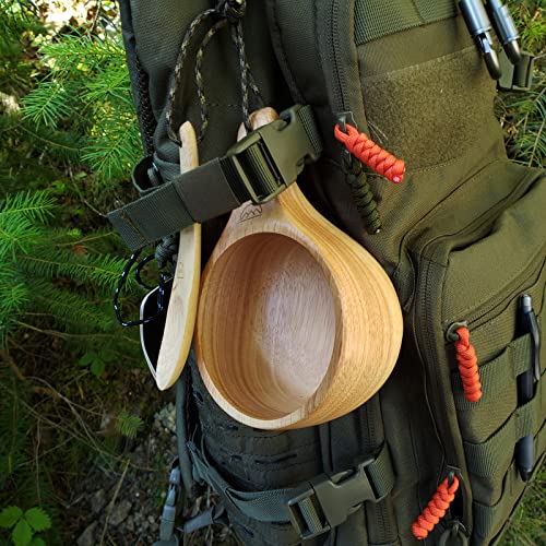 Large "Kyrre" Carved Nordic Kuksa By Coopers Bay Outdoors - Solid Wood Camp Mug & Spoon Set - This Bowl And Spoon Is A Great Addition To Your Family Camping Cooking Gear - 12.5 Oz/350 Ml #TOP3