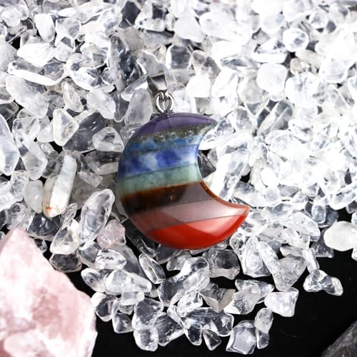 Crystal Necklaces for Women, 7 Chakra Crystals and Healing Stones Moon Necklace, Natural Stone Pendant Necklace, Healing Crystals Reiki Spiritual Gemstone Protection Necklaces Jewelry Gifts for Women4