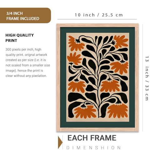 Image of kotart Aesthetic Floral Art Home Decoration | Boho Floral Paintings With Frame For Living Room Bed Room Hotel Wall Decor Digital Reprint Set of 3 (10X13 inch)