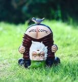 LENHINOR Garden Gnome Statue, Garden Decor,Gnomes Decorations for Yard, Funny Garden Bird Welcome Figurines for Outdoor Patio, Lawn, Yard Art Decoration ，Christmas Garden Gifts (Green)