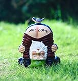 LENHINOR Garden Gnome Statue, Garden Decor,Gnomes Decorations for Yard, Funny Garden Bird Welcome Figurines for Outdoor Patio, Lawn, Yard Art Decoration ，Christmas Garden Gifts