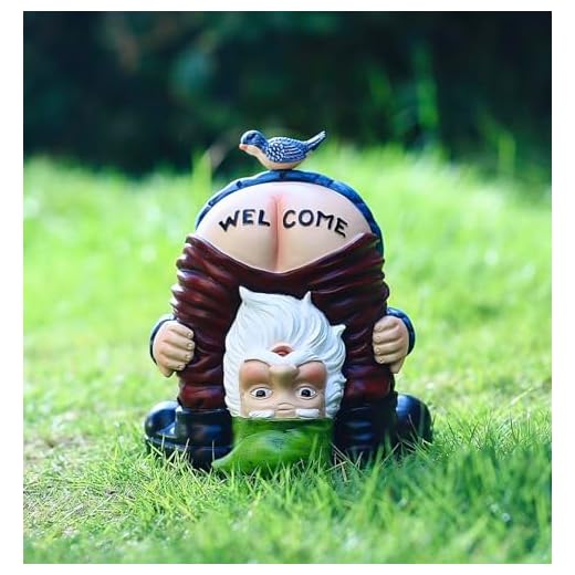 LENHINOR Garden Gnome Statue, Garden Decor,Gnomes Decorations for Yard, Funny Garden Bird Welcome Figurines for Outdoor Patio, Lawn, Yard Art Decoration ,Christmas Garden Gifts (Green)