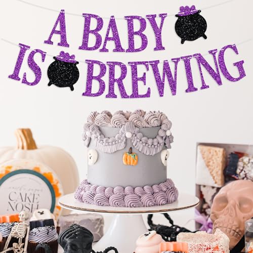 A Baby is Brewing Banner, Baby Shower, Gender Reveal Backdrop, Halloween Themed Welcome Baby Boy or Girl Party Decorations by RLXPT - Used condition - Image 5