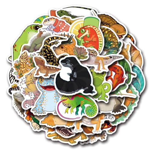 Image of 55 Pcs Wall Lizard Stickers Water Bottles Laptop Phone Computer Guitar Skateboard Hydroflasks Gecko Cartoon Animal Vinyl Sticker Waterproof Aesthetic Trendy Decals for Teens Girls Adults(Lizard)