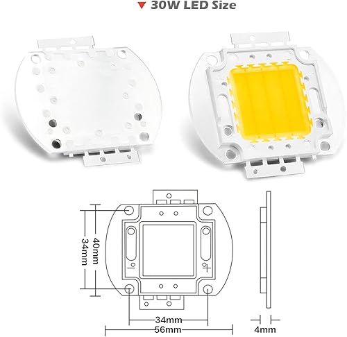 Miniatura 6 de CHANZON Chip LED de alta potencia de 30 W blanco cálido (3000 K - 3500 K  entrada 900 mA  CC 30-34 V  30 vatios) de intensidad súper brillante SMD