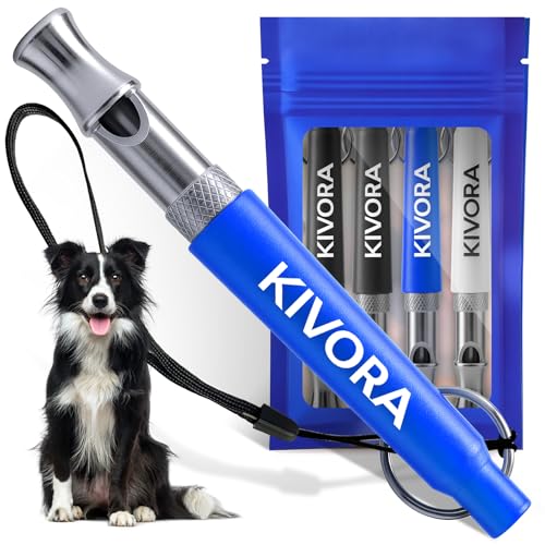 KIVORA 4 Pack Dog Whistle to Stop Barking Neighbors Dog,304 Stainless Steel Adjustable Ultrasonic...