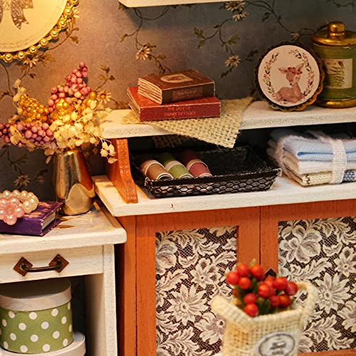 Qican Bolsa de armazenamento DIY Miniature Dollhouse Kit Realistic Mini 3D Wooden House Room Craft c