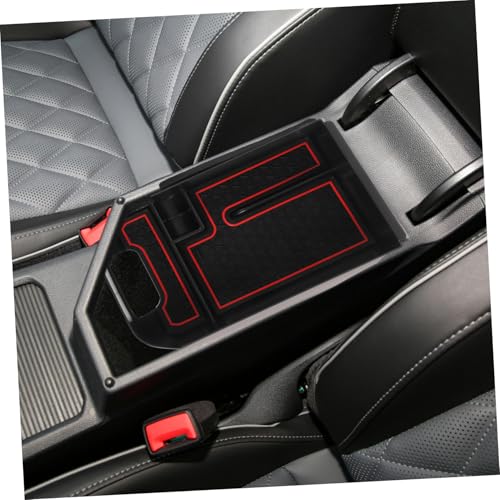 Caja organizadora PLAFOPE de PP rojo con compartimentos para consola de coche 5