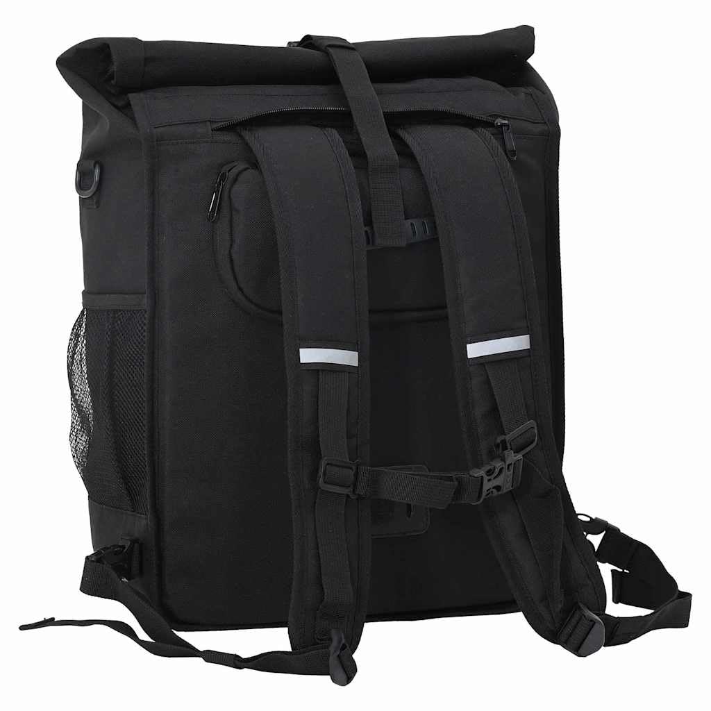 Borsa per bicicletta, nera, 33 x 16 x 60 cm, robusta borsa portapacchi in poliestere per viaggi, pendolari, borsa laterale impermeabile per bici da città