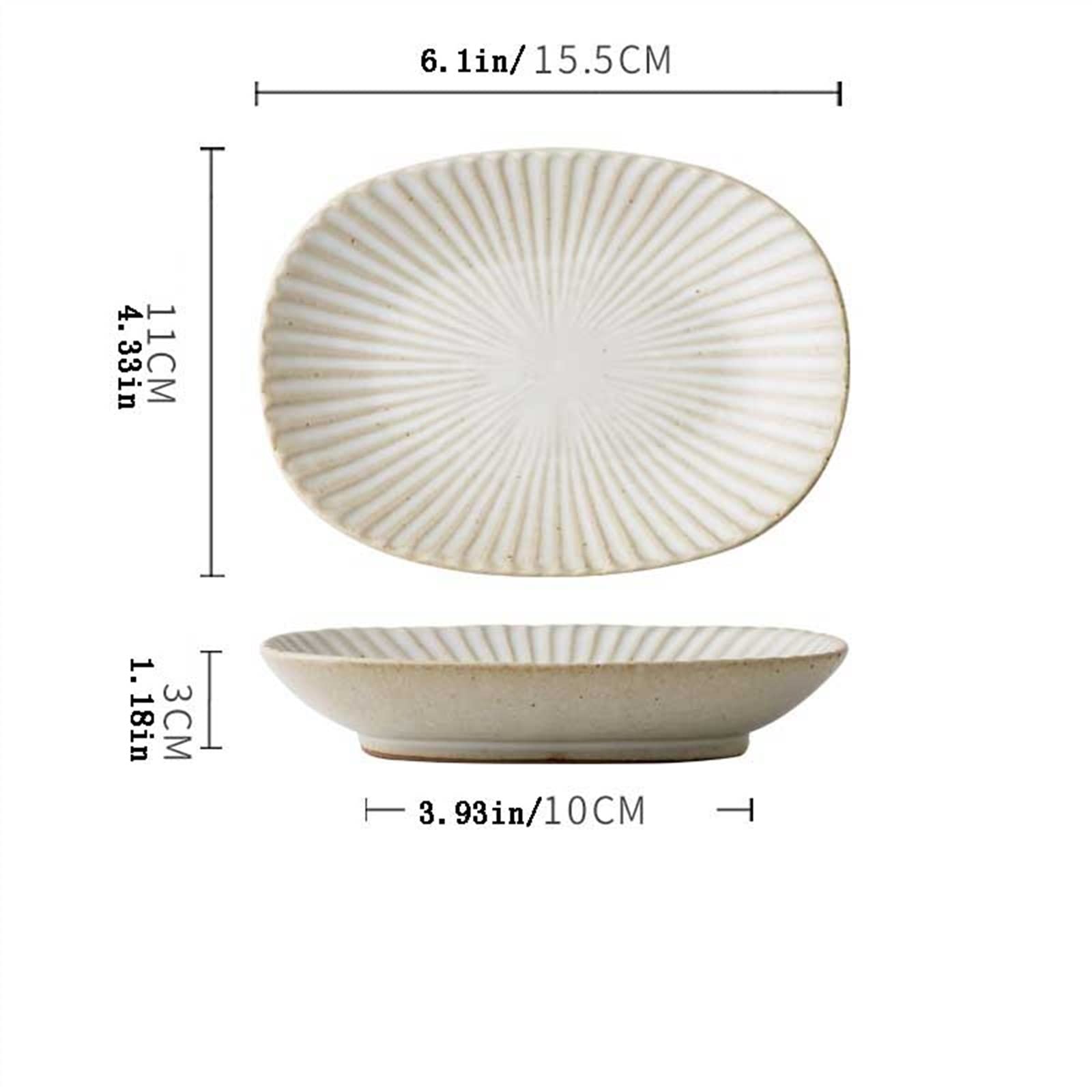Cubiertos de cerámica Plato Ovalado Vintage de 6,1 Pulgadas Plato de cerámica para el hogar Plato de Sushi Plato de Postre Plato Hecho a Mano Plato de Comedor para el Hog