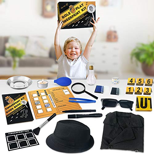 UNGLINGA Kit de espía Detective de niños - Boligrafo Tinta Invisible Huella Dactilar Disfraz Juego de Roles de Vestir Juguetes de Ciencia Stem Regalos de Cumpleaños para Niños y Niñas