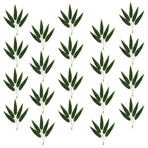 EXCEART 100pcs small bamboo leaves greenery leaves decor fake bamboo leaves vine decor wedding decor faux green plant leaf model train artificial greenery vine Sizhu shrub office plastic