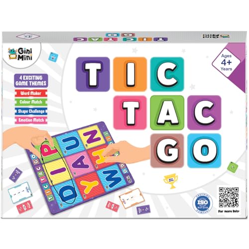Image of GiniMini Tic-Tac-Go! Sorting & Strategy Game for Kids 4 5 6 | 50+ Tiles Power-Up Cards Mystery Tiles & Challenges | Educational Family Activity & Birthday Gift for Boys Girls | Fun Learning Toy