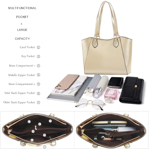 Image of CHICAROUSAL Tote Handbags Purses for Women PU Leather Womens Shoulder Bag | Large Tote Bag for Women, Shoulder Purse, Vegan Leather Purses for Women, Women's Handbags