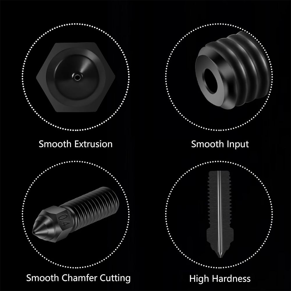HysiPrui 3D Imprimante Extruder Hotend 0.4mm Buse Kit - Accessoires Imprimante 3D 6pcs Buses en acier trempé, résistant à haute température pour Creality K1/K1 Max/Ender 3 V3 KE HysiPrui 3D Imprimante Extruder Hotend 0.4mm Buse Kit - Accessoires Imprimante 3D 6pcs Buses en acier trempé, résistant à haute température pour Creality K1/K1 Max/Ender 3 V3 KE