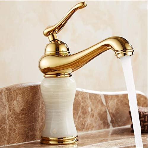 Brass and Natural Jade Basin Faucet Bathroom hot and Cold Chrome/G