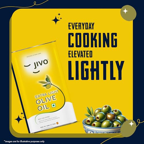 Image of Jivo Extra Light Olive Oil - 3 Litre | Imported from Spain | Recommended for Daily Cooking - Roasting, Frying, Baking & All Types of Cuisines | Low in Saturated Fat
