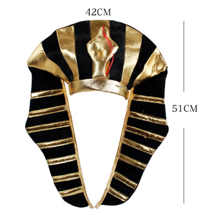 RUIXIA Halloween Gold Egyptian Pharaoh Hat Tutankhamun Hat Men's Black-Gold Pharaoh Headpiece Spooky Snake Headwear Egyptian Costume Fancy Dress Accessory Unisex Party Hats for Cosplay Carnival Party - Image 2
