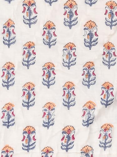 Image of Zuhur Jaipuri Double Bed Comforter | 100% Cotton Reversible AC Comforter Blanket Quilt Razai | Winter Summer All Season Dohar | Skin-Friendly Bedding | Handblock Printed Gift for Home Decor