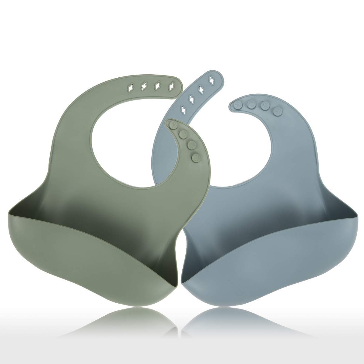 Baby Bibs, Super Soft Adjustable Fit Waterproof Bibs with BPA Free Silicone, Set of 2 Colors