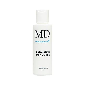 MD Complexion Factor Exfoliating Cleanser 4fl oz with Benzoyl Peroxide - Gentle Face Exfoliator for Deep Pore Cleansing & Removing Acne - Skin-Friendly Formula