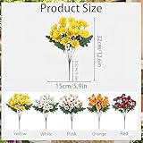 Wutobang Artificial Sunset Mums, Funsdecor Mums, Artificial Outdoor Sunset Flowers - UV Resistant,Waterproof, Windproof, Fake Fall Flower Daisy with Eucalyptus, Look Real (5 Bundle Yellow)