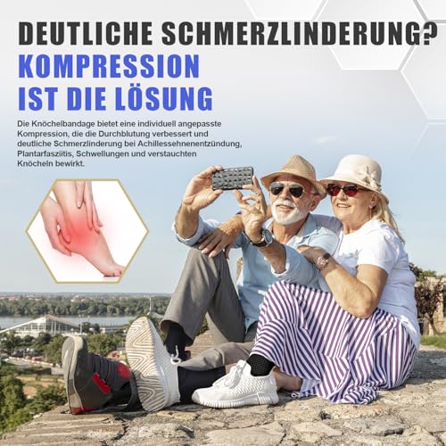 2 Stück Sprunggelenkbandage, Professionelle Knöchelbandage für Damen/Männer Kompressionssocken Fußbandage für Plantarfasziitis, Arthritis, Verstauchte Knöchel, Achillessehne, Gelenkschmerzen, Sport