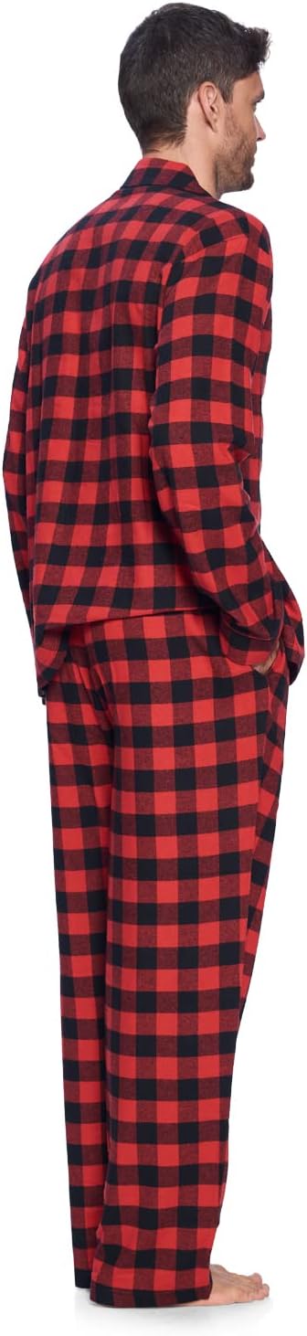 Ashford & Brooks Men’s Flannel Long Sleeve Pajamas Set Plaid Sleepwear & Loungewear Button Down PJ Set - Image 3