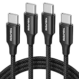 TOSUPERS [6.6ft 2-Pack] USB C to USB C Cable Fast Charging 60W, PD Type C Charger Cord Nylon Compati