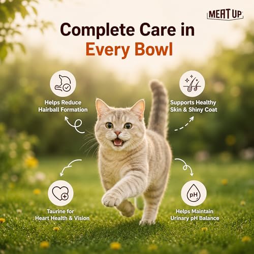 Image of Meat Up Adult Dry Cat Food Total 2.4Kg | Mackerel Flavour | Supports Urinary pH Balance | Reduces Hairball Formation | Promotes Skin & Coat Health | Taurine for Cardiac Support
