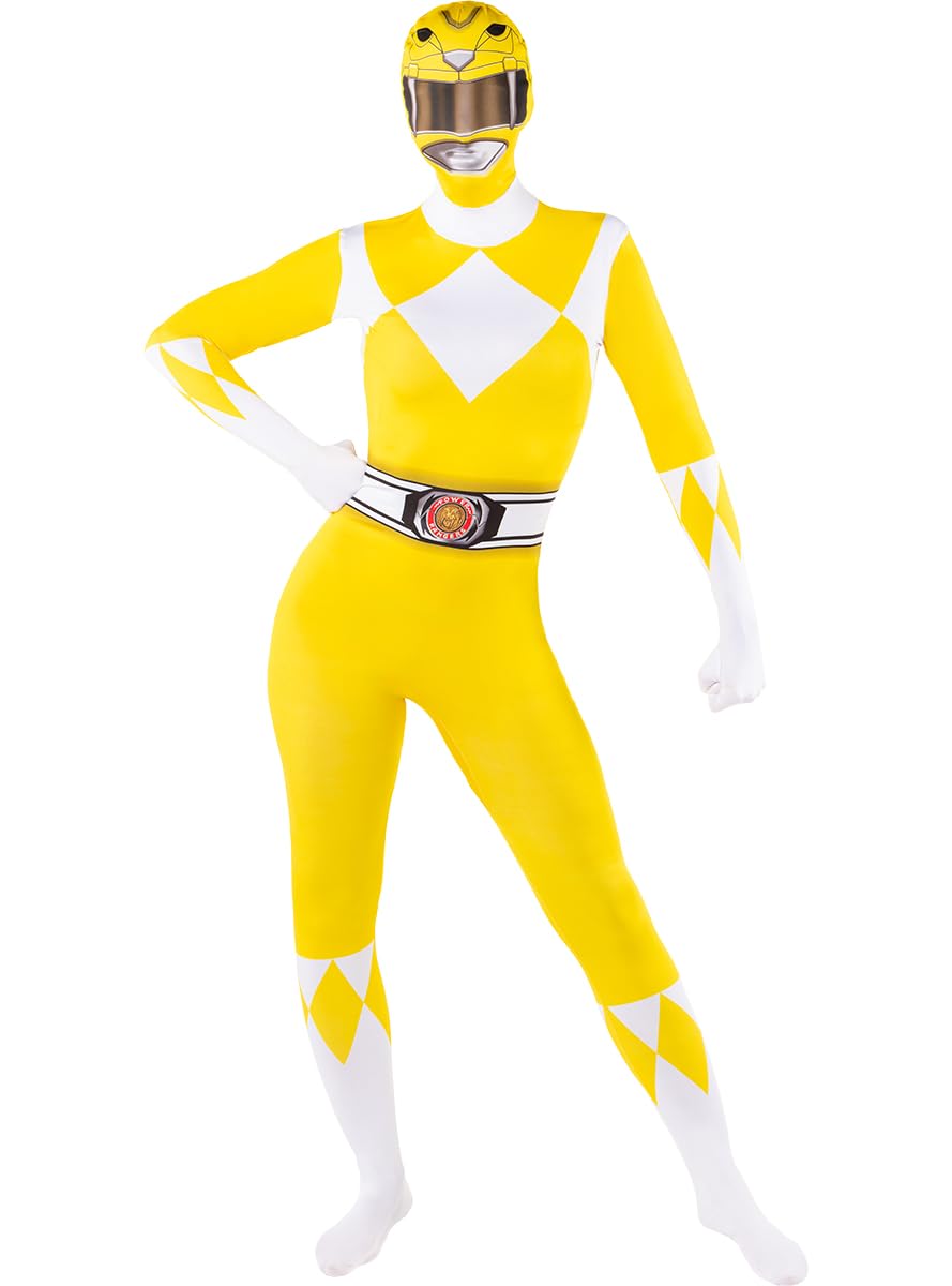 Funidelia Power Ranger gelbe zweite Haut Kostüm für Damen, Offizielle Lizenz, Größe XS Film und Serien, Superhelden - Verkleidung für Erwachsene für Partys, Karneval und Halloween