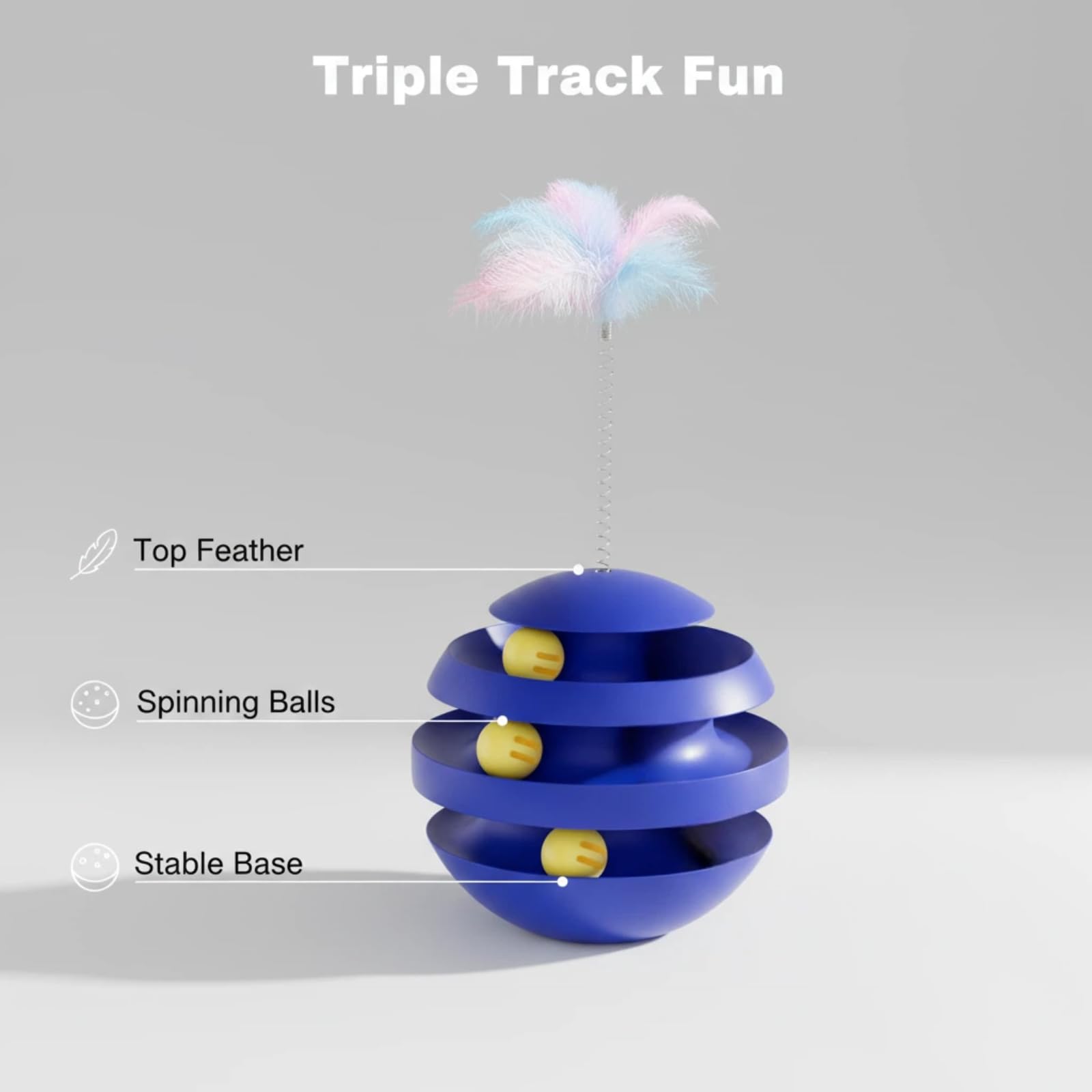 Interaktives Katzenspielzeug für Indoor-Katzen, Wackeln, rotierender Spaß-Tunnel-Ball mit Federstäbchen für gelangweilte Indoor-erwachsene Hunde und Katzen, um alleine zu spielen, zu