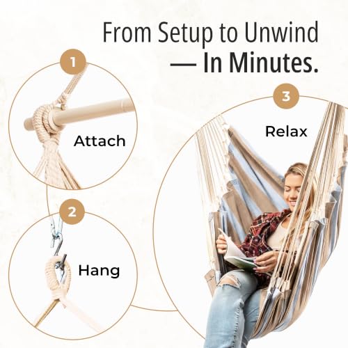 Image of Hanging Hammock Chair Swing - Outdoor & Indoor - Hammock Swing Chair