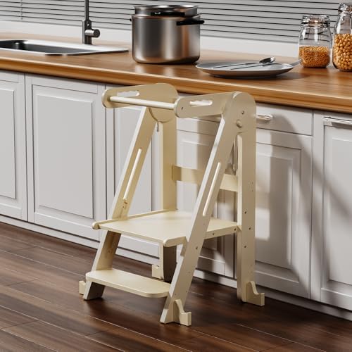 Kids Kitchen Step Stool, Foldable Toddler Tower...