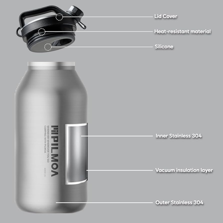 新品‼️ピルモア　大容量真空タンブラー4L E4000 シルバー 国内正規品】ピルモア（PILMOA） 大容量真空タンブラー4L E4000