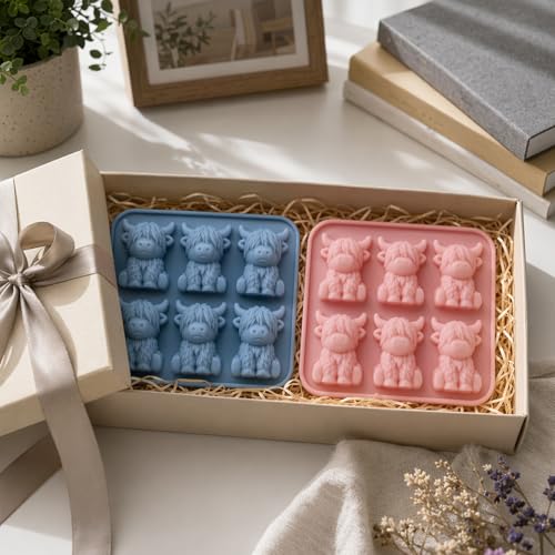Molde de silicona para cubitos de hielo diseño vaca Highland 2 piezas miniatura 6