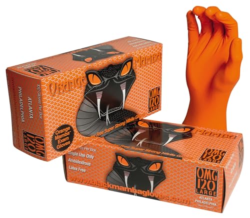 Gant nitrile orange de travail taille XXL Black Mamba pour mécanique et carrosserie