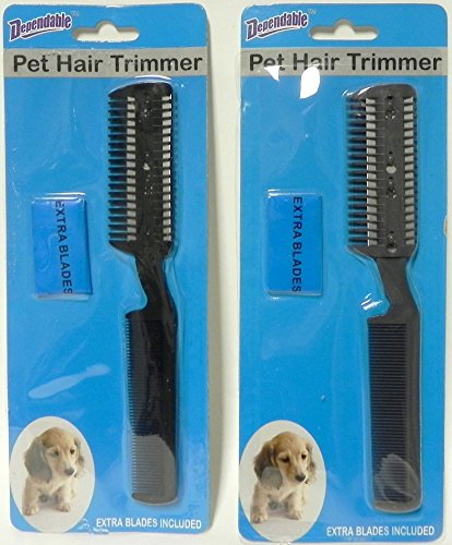 Dependable 2 Pack Manual Pet Hair Trimmer with Extra Blades and Comb Grooming Dog Cat Razor