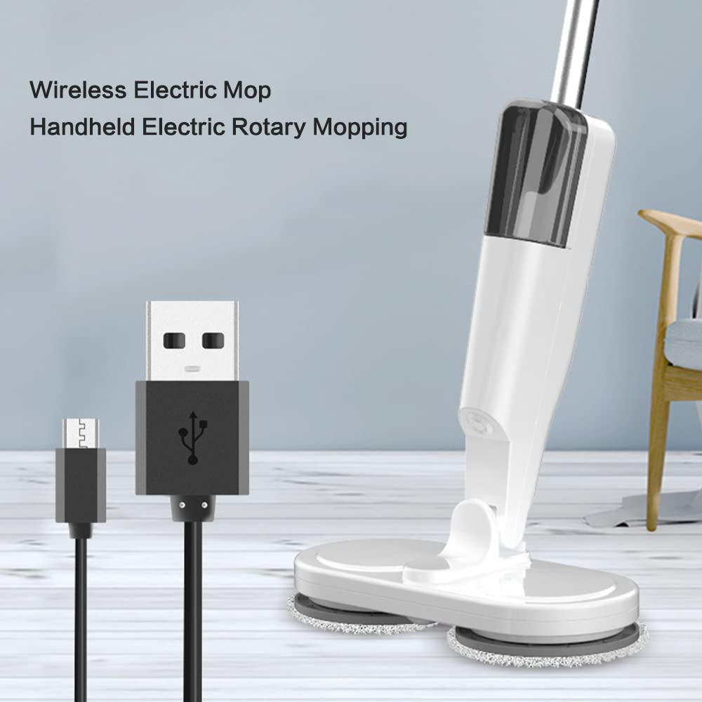 Mopa eléctrica inalámbrica con tanque de agua y spray de 60 minutos de tiempo de funcionamiento potente para azulejos de madera dura y limpieza de suelos duros, limpiador eléctrico eficiente de suelos