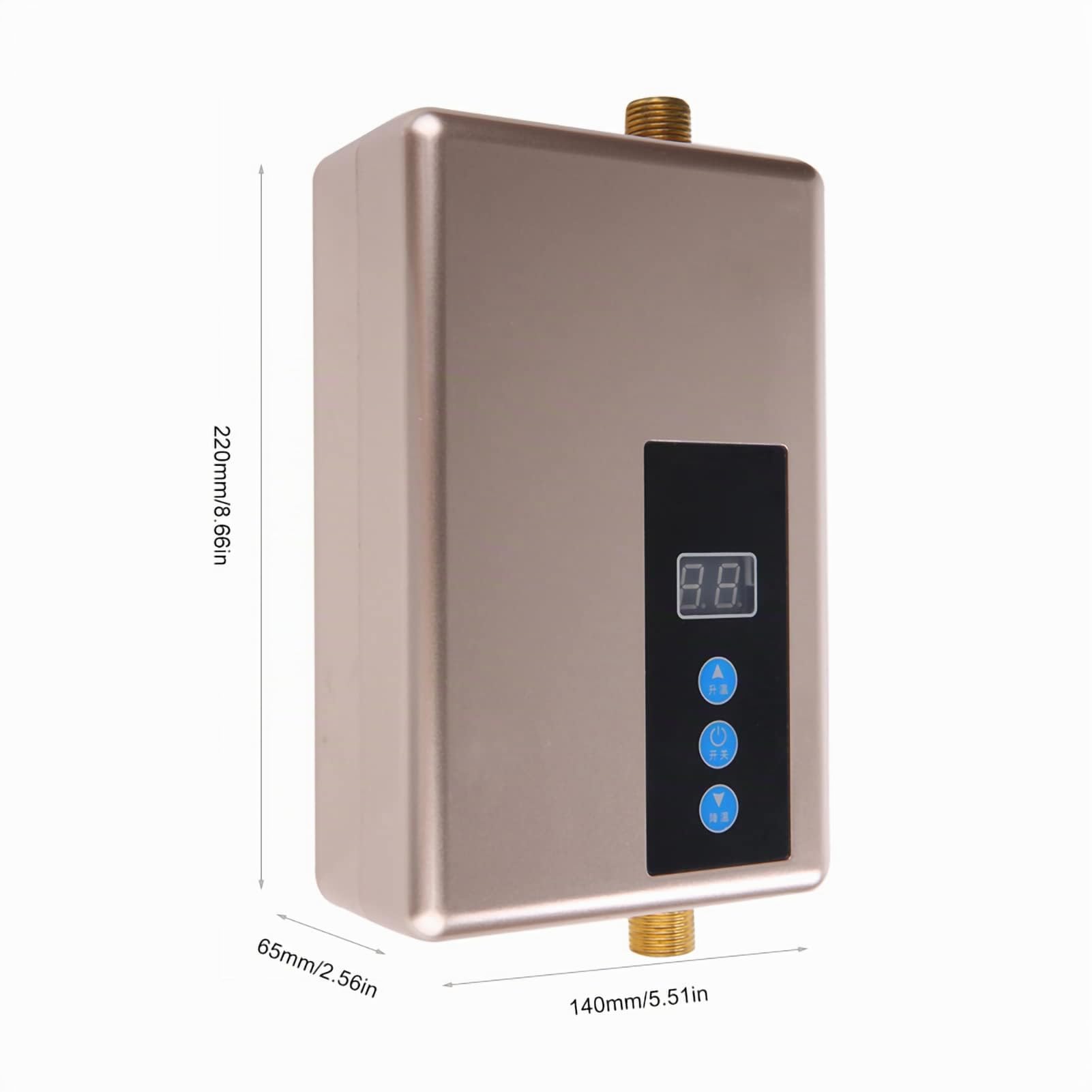 Riscaldatore di Acqua Calda Senza Serbatoio, 220V Istantaneo Scaldabagno Elettrico Mini Doccia per Il Lavaggio Della Del Bagno di Casa - Digital Dispaly 5.5Kw (Argento)