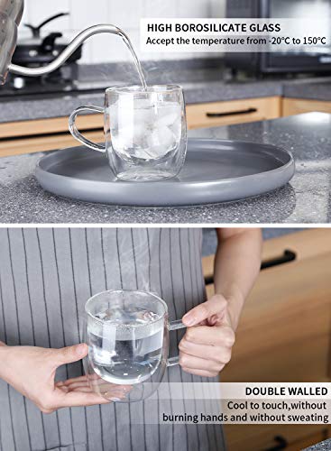 image for Sweese 421.101 Double Wall Glass Coffee Mugs Insulated Latte Mugs with