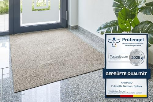 andiamo Fußmatte innen Samson – waschbare Baumwoll-Schmutzfangmatte - rutschfest, saugstark & hochwertig - Fußabtreter für den Eingang | 60 x 100 cm, Hellbeige