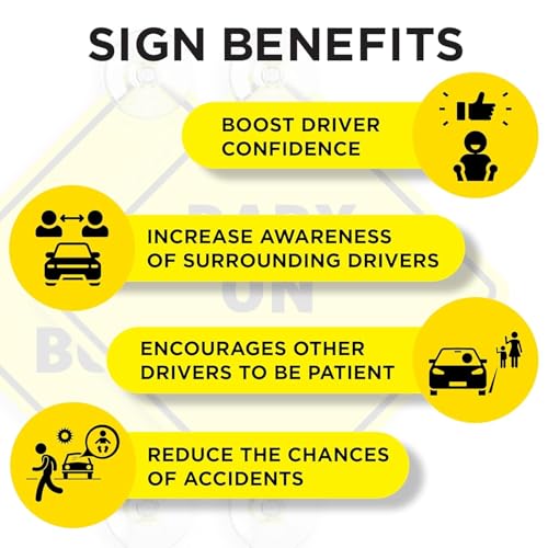 Signalisation bébé à bord jaune vif avec ventouse forte (x2)
