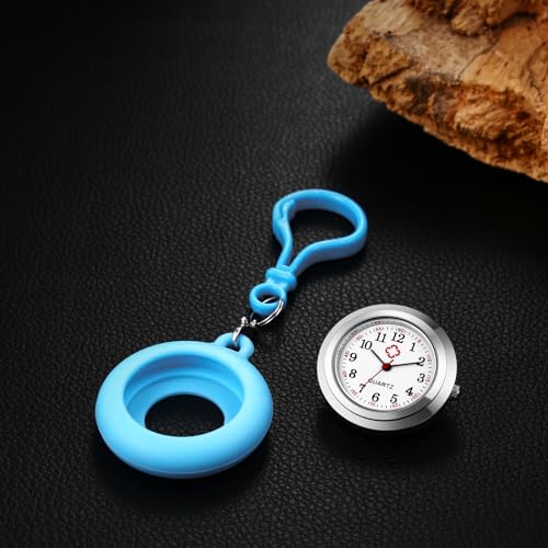 Image of Lancardo Clip-on Silicone Pocket Watch: Backpack Buckle Watch for Men Women Nurse Doctor Climber Out Door Activities Christmas
