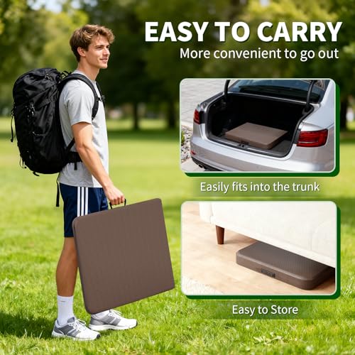 Image of BestOffice 4 FT Picnic Table Folding Table Camping Plastic Table Fold Up Table Lock for Party Event, Brown Ratten