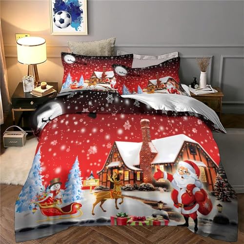 Housse de couette Noël hypoallergénique en microfibre résistante avec fermeture éclair - 6