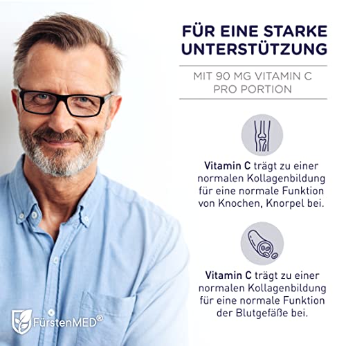 FürstenMED® Glucosamin Chondroitin MSM Hochdosiert + Vitamin C, 180 Kapseln als 4 Fach Komplex mit Glucosamine, Laborgeprüft & Ohne unerwünschte Zusatzstoffe