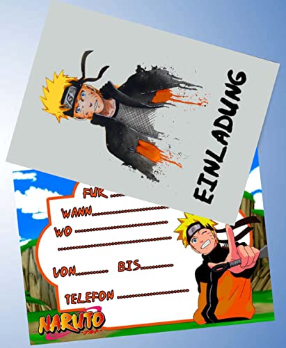 12 tarjetas de invitación y 12 sobres para fiestas de cumpleaños y cumpleaños infantiles, diseño de Naruto 3 Cover